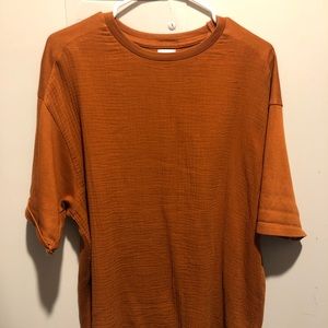 Orange textured t-shirt from Zara